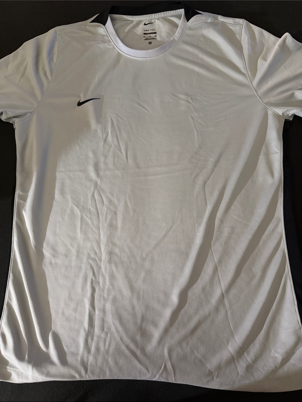 Nike dri fit light gray Short-Sleeve Athletic Tee with Black Swoosh